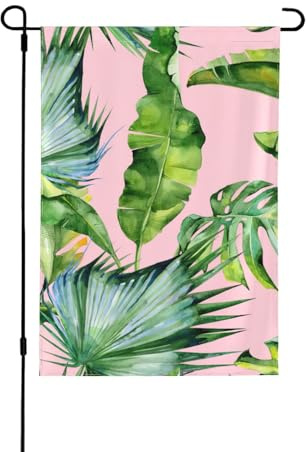 Drapeaux de jardin double face en feuilles de bananier fraîches, décoration saisonnière pour cour avant porche