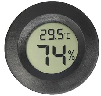 Lot de 5 Mini Thermomètres Hygromètres Numériques avec Sonde, Encastrables Ronds LCD, °C/°F, Noir pour Serre Jardin Cave Frigo Bocaux en Verre(Black-Boxed with batteries)