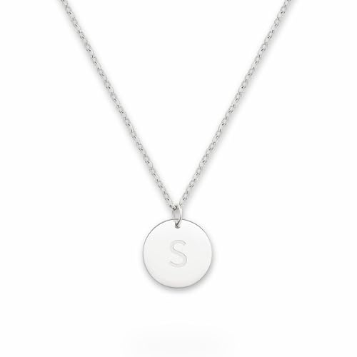 GD GOOD.designs EST. 2015 bokstavskedja silver för kvinnor | vattentätt halsband med initialer hänge | silver 316L rostfritt stål bokstavskedja – present till henne och honom, Standard, Rostfritt stål