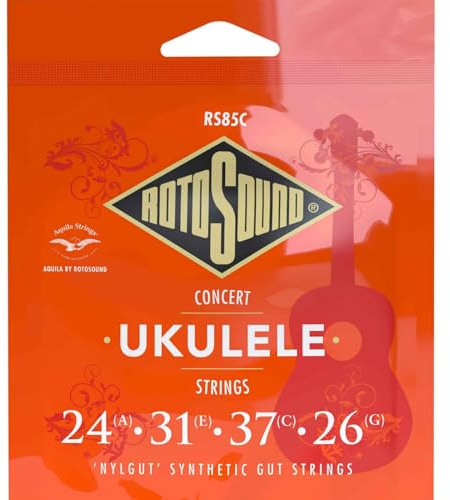 Rotosound Cordes pour Ukulélé, Jeu de cordes pour Ukulélé Concert Nylgut RS85C Medium 24 30 37 26