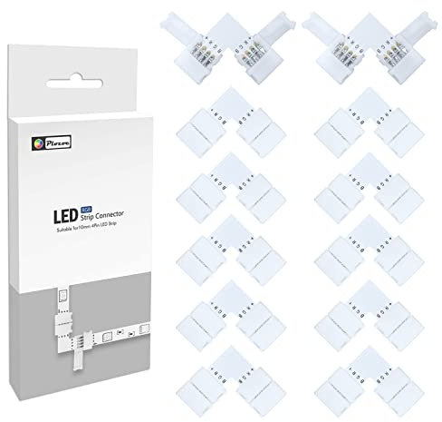 Plozoe LED Eckverbinder, Streifen Verbinder, (12 Stück) 4 polig 10mm RGB 5050 Strip, Lichtstreifen Band Ecke, Schnellverbinder Steckverbindungen, Connector