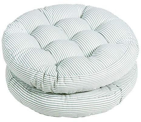 Tiita Stripe Patio Seat Cushions 22x22 Round Chair Pads Home Floor Cushion Window Pad Set of 2 Throw Pillows Indoor/Outdoor, Green