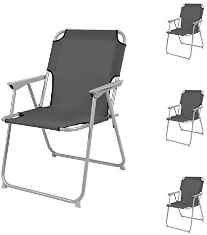 Mojawo 4 Stück Campingstuhl Faltstuhl Stoff Oxfort Anthrazit Klappstuhl Anglerstuhl Regiestuhl Angelstuhl Metall B 53 x T 46 x H 74 cm