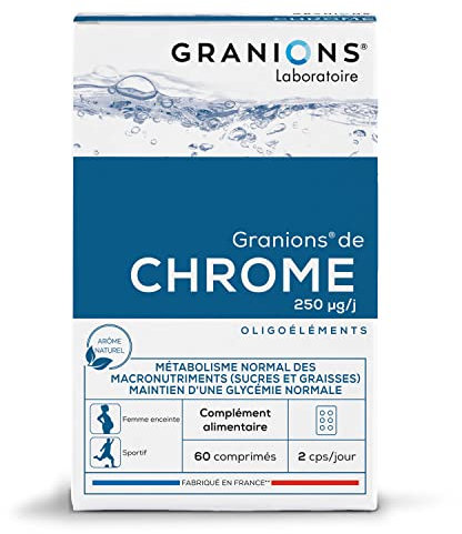 Chrome GRANIONS - 250 µg - Fabriqué en France - Maintien d'une glycémie normale - Coupe Faim - 60 comprimés