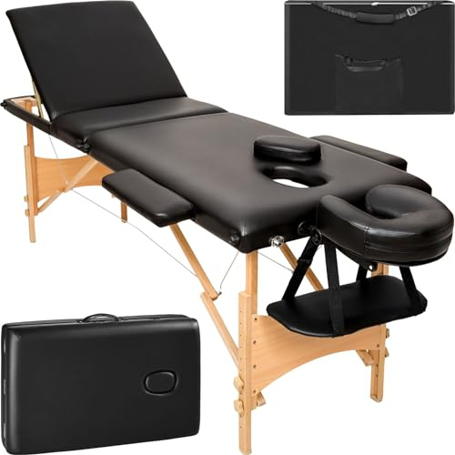 tectake 401466 3-zons massagebänk, stoppning + väska - svart