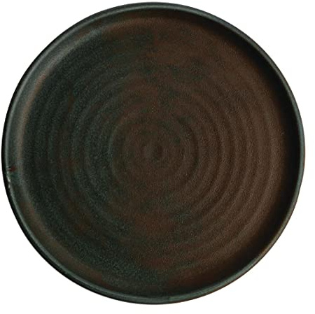 Olympia Assiette en Grès Rustique, Artisanale, Vert Vert-de-gris, 26,5 cm, Lot de 6, Empilables, Lave-vaisselle, FA324