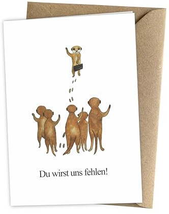 Herzfunkeln® Kollegen Abschiedskarte in DIN A6 mit Umschlag aus Recyclingpapier - Du wirst uns fehlen - Grußkarte zu Renteneintritt, Ruhestand & Jobwechsel als Abschiedsgeschenk für Kolleginnen