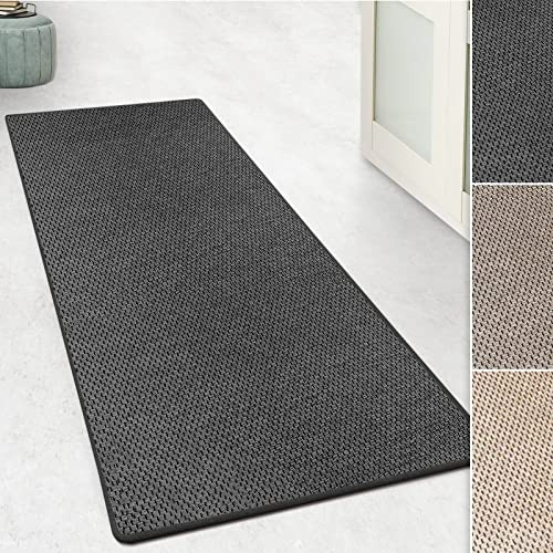 Floordirekt Teppichläufer Kalkutta - Sisaloptik - Tiger-Eye-Design - Teppich Läufer Wohnteppich Flurläufer Küchenläufer (Anthrazit, 80 x 150 cm)
