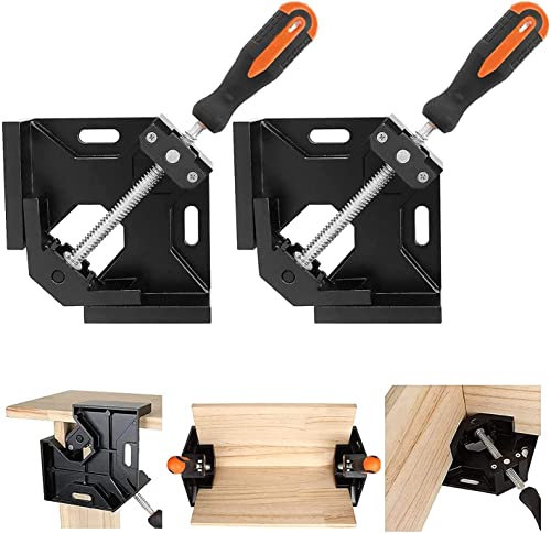 SENENQU 2pcs Corner Clamps for Woodwork, 90 Degree Right Angle Clamp, Aluminum Alloy Angle Clamp Jig Tool, Heavy Duty Wood Angle Welding Clamp for Woodworking Aligning Picture Framing