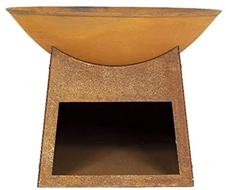 Moderna hoguera Karinta de hierro fundido con tienda de troncos - Efecto oxidado (quemador de troncos de jardín, gran calentador de patio, chimenea de barbacoa)