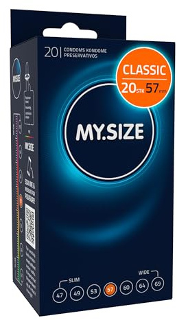 MY.SIZE Classic Kondome 57 mm Breite | 20 Stück Packung | extra dünn | gefühlsecht hauchzart | dünne 0,07 mm Wandstärke