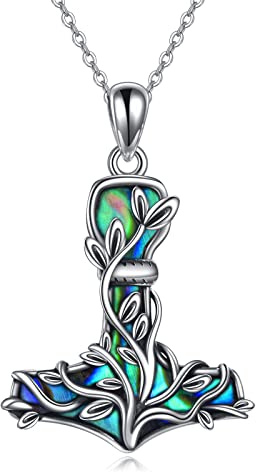 CUPENDA Thor Hammer Halskette Sterling Silber Mjolnir Baum des Lebens Wikinger Anhänger Wikinger Schmuck Geschenke für Damen