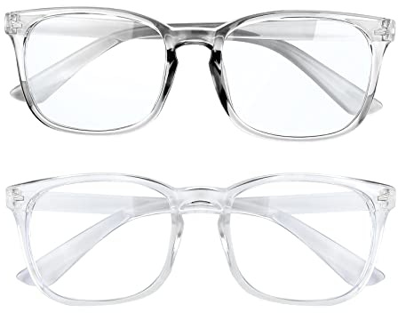 AFNWQI Fashion Square Blue Light Blocking Glasses - 2 Pack, Women's & Men's Computer & Gaming Glasses