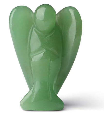 QINJIEJIE Grün Aventurin Engel Figur Schutzengel Natürliche Kristalle Edelsteine Heilung Kristall Wächter Statue Reiki Engel Figur Angel Deko Geschenke