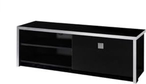 PRICE FACTORY just for you Meuble TV Design, 150cm Coloris Noir Brillant Finitions chromées Collection Lyon.