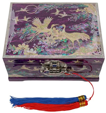 February Mountain Caja de música de nácar para mujer, caja de joyería tradicional coreana, regalo único de Navidad y cumpleaños para mujeres