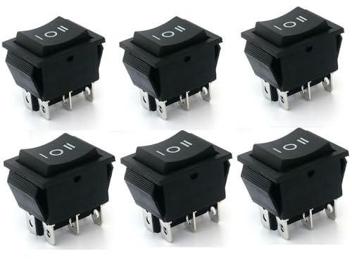 Switian 6 Stücke Wippenschalter 6-polig EIN/AUS/EIN Schwarz Wippe, 250V/16A 20A /125VAC