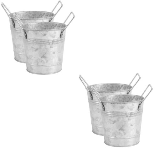 BESPORTBLE Blumentöpfe 4 Stück Eimer Bonsaischale rustikale Vase Wohnkultur Vintage Vasen aus Metall Pflanztöpfe Jahrgang Blumentopf aus Zinn Ornamente schmücken galvanisiertes Eisen