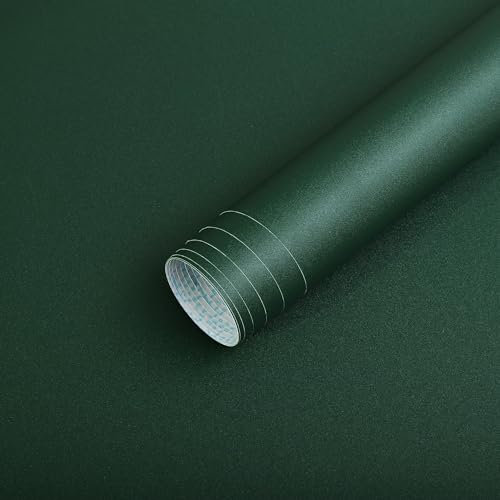 Timeet Peel and Stick Wallpaper Green Matte Blackish Green Contact Paper 40x300cm Self Adhesive Wallpaper Waterproof Sticky Back Plastic Paper Vinyl Film for Living Room Wall Cabinets