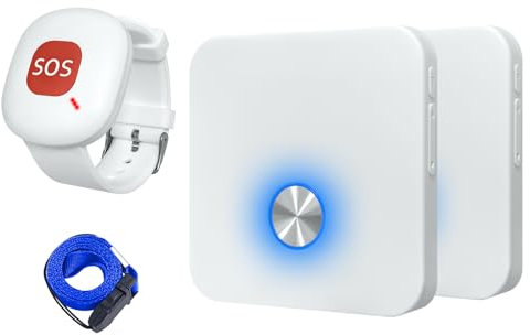 ALEENFOON Personal Alarms for Elderly Home Safety Patient Alert Alarm System with Wrist Call Button Wireless Alarm Emergency Rechargeable Elderly Monitor Caregiver Pager for Elderly Kids (1 to 2)