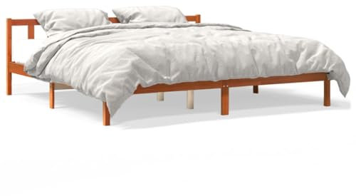 CIADAZ Massivholzbett Wachsbraun 180x200 cm Kiefer, Bettgestell, Jugendbett, Schlafzimmer Bett, Bed Fram - 844812