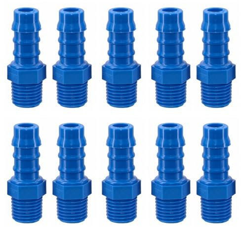 Schlauchverschraubung aus Nylon Außengewinde 1/4 BSPT Ø 10 mm, Packung mit 10 Stück, blau - AWSPLASTIC 1410PAB