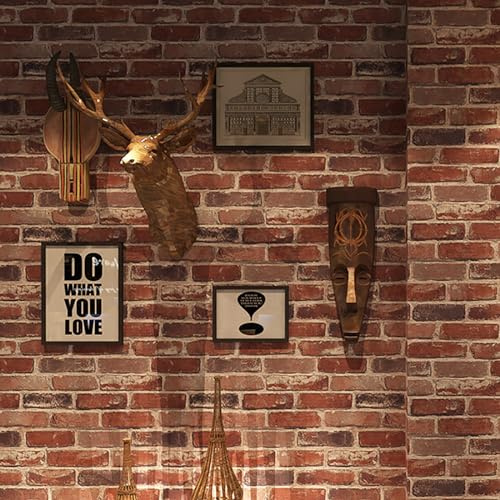 Trafagala Rustic Brick Effect Wallpaper Red Brick Wallpaper Vintage Decorative Background Fake Stone Slate Wall Paper for Kitchen Living Room Fireplace Feature Wall Bedroom Ceilings Cream