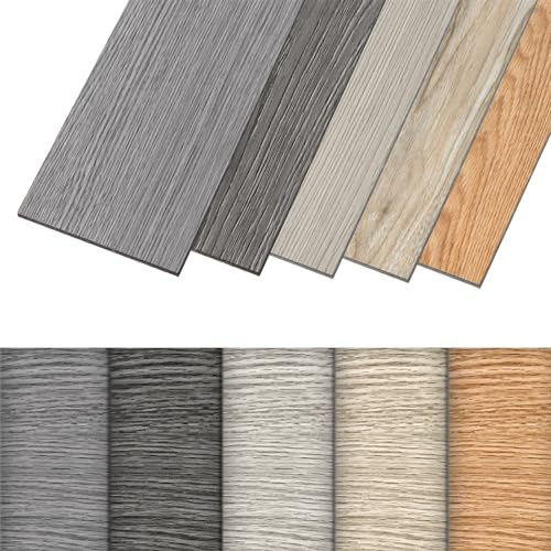 FIVMEN Pavimento in PVC Autoadesivi 18 Pezzi Piastrelle Adesive Pavimento in Vinile Pavimento Pavimenti in laminato Impermeabile Antiscivolo per Cucina Soggiorno Bagno (W38, 2.5㎡)