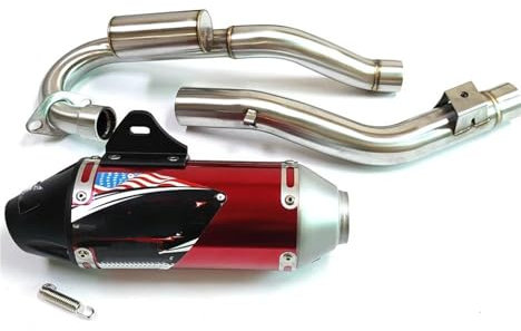 DZSQEGBX Schalldämpfer 45mm Offroad-Motorrad-Auspuff Mit Front-Link-Rohr Für CRF230 Dirt Bike Auspuffanlage Modifiziert Motorrad Auspuff Schalldämpfer(Rot)