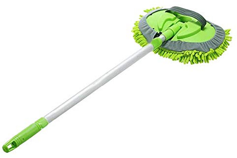 CAIONPLE 2 im 1 Auto Wasch Mopp Handschuh mit Langem, Chenille Mikrofaser Auto Wasch BüRsten VerläNgerungs Stange 24-46, Kratzer Reinigungs Werkzeug