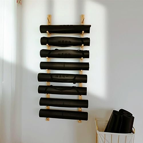 Generisch Yoga Matte Halterung - Stilvolle Und Platzsparende Wandhalterung Aus Holz Für Fitnessrollen - Fitness Organizer Für Zuhause, Gym, Schule Oder Büro