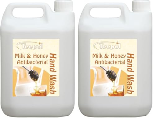 Teepol Milk & Honey Antibacterial Hand Wash, Luxury Scented Liquid Hand Soap Refill - Antibacterial Handwash - Effective Germ-Killing Hand Soap - Soft on Skin 5L (Pack of 2)