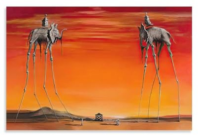 LUBOYANG Poster mit Elefanten Salvador Dali, surrealistisches Gemälde, Wandkunst, Poster, Leinwanddruck, Heimdekoration, Gemälde, ungerahmt, 40 x 60 cm