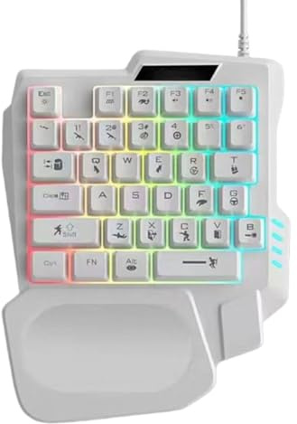 Teclados mecánicos - Teclado mecánico | Teclado mecánico ergonómico con una sola mano | Teclado profesional para juegos de teléfono con luz RGB para el hogar, dormitorio, hotel, apartamento