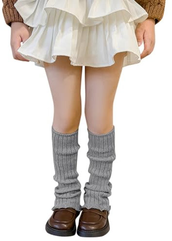 Braune Stulpen Kinderstulpen Grobstrick Beinstulpen Winter Ballettstulpen Kleinkinder Sport Tanzstulpen Beinstulpen Weiche Legwarmer für Mädchen Beinwärmer Kniestrümpfe Leggings (Grey, 3-14 Years)