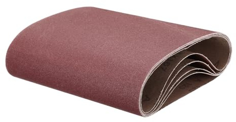 QUARKZMAN 5pcs 8 x 19 Bandas De Lija 120 Granos Óxido De Aluminio Papel De Lija Para Lijadora De Banda Para Pulido Y Molienda De Madera Y Metal, Color Marrón Rojizo