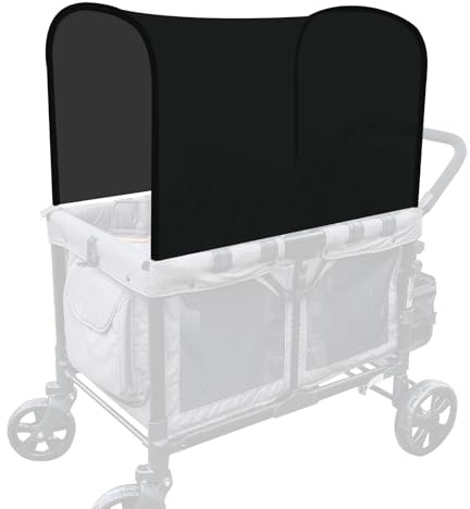 LUAATT Stretchy Panoramic Canopy Compatible with Wonderfold Stroller Wagons W2/W4 All Model,UPF50+ Fabric Sun Shade and Protection for Riders(Black)