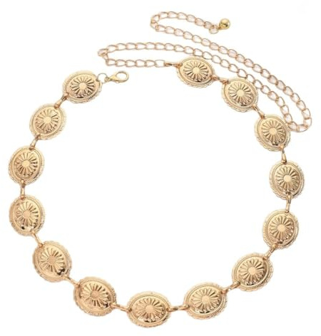 Trsnzul Goldkettengürtel für Damen, Kettengürtel Gold, Verstellbare Taillenkette aus Metall für Damen, mit Ausgehöhlter Daisy, Metall Hüftgürtel für Kleider, Jeans