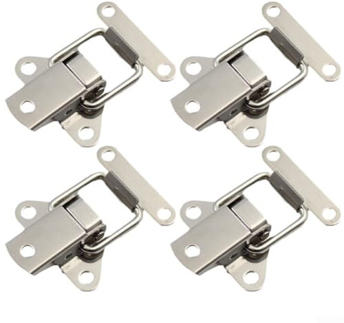 Lot de 4 loquets à bascule à ressort en acier inoxydable pour armoires, placards et solutions de rangement