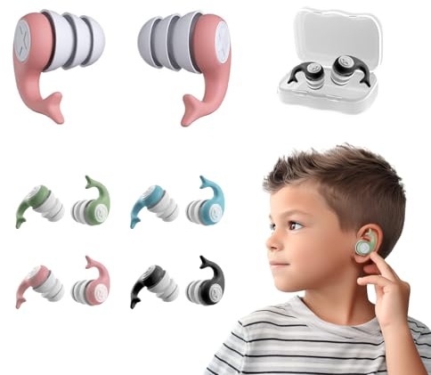 pilyero Ohrstöpsel Schwimmen Kinder, Ohrstöpsel zum Schlafen Gehörschutz Kinder, Wasserdichte Wiederverwendbare Weich Silikon, Sind Ideal für Schwimmen, Tauchen Und Andere Sportarten