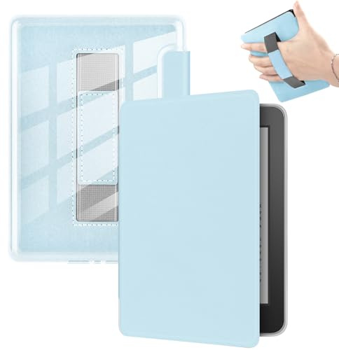 Schutzhülle für Kindle, ultraklar, weich, leicht, transparent, TPU, mit Handschlaufe, automatische Wake/Sleep-Funktion, Hellblau, 15,2 cm (6 Zoll) Kindle Paperwhite 10. Generation 2018
