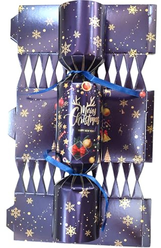 MoSunold 10Pack Christmas Cracker Set, Luxury Fill Your Own Crackers Novelty Christmas DIY Crackers 10 Hats 20 Strings Christmas Party Game Festive Seasonal Accessories red (Blue)