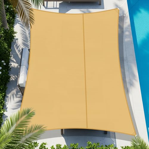 COOL AREA Toldo Vela de Sombra Impermeable Rectángulo 2.5x3m UV Block Resistente a la Intemperie para Patio Jardín Patio Exterior,Arena