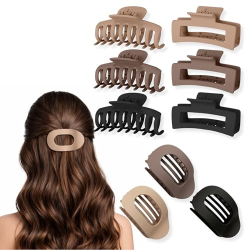 Marie Madeleine Pinzas Pelo Mujer, Set de 9 Pinzas de Pelo en tonos Marrón, Accesorios de Pelo para Niñas y Adolescentes, Pinzas Francesas, Grandes, Resistentes y Antideslizantes (Set D)