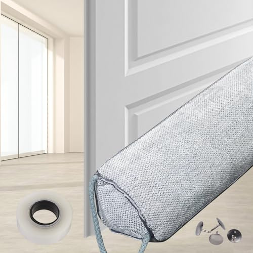 Zugluftstopper für Türen - 82cm Schwerer Türdichtungsschnur aus Stoff, Schalldämmender Zugluftstopper & Kältestopper für Haustüren, Fenster und Terrassentüren - Energiesparen, Wärmeschutz - Grau