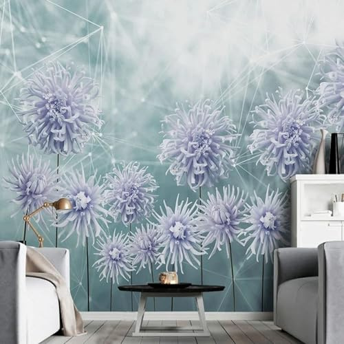 XLMING Art Géométrique Cubique Simple Fleur Mauve Papier Peint 3D Soie Texturée Haut De Gamme Salon Canapé Chambre À Coucher Salle Manger Murale-150cm×105cm