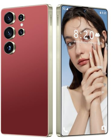 ULUCAN Nouveau Smartphone S26 Ultra abordable, Version Internationale 5G, téléphone Portable débloqué, Appareil Photo 7,3 Pouces, téléphone d'origine, 8000mAh, Snapdragon 8 Gen3 (10 cœurs),Red-1TB