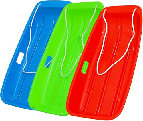 2-Person Sled for| 35 All-Season Toboggan | Reinforced Structure | High Weight Capacity | for Snow, Beach & Park (Red Blue Green)