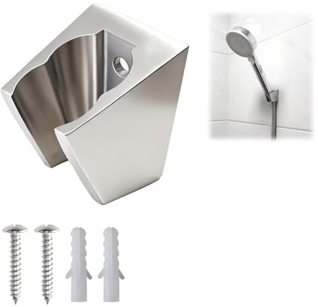 Support Pommeau de Douche Mural en Inox, Support Mural Accroche Pommeau de Douche Métal Durable, Idéal pour Salle de Bain, Support de Douche Étanche et Élégant, Facile à Installer