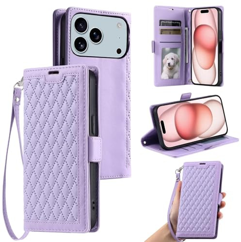 WOWUDI para Moto E13 Funda Cartera – Cuero PU Acolchado,Ranuras para Tarjetas,Correa de muñeca y Bandolera,Cierre magnético,protección de cámara Funda-Morado